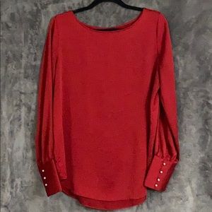 🟦 TALL ANN TAYLOR Long Sleeve Red Blouse